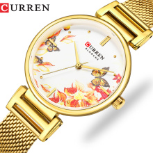 CURREN 9053 S Watches Stainless Steel Women Watch Beautiful Flower Design Wrist Watch for Women Summer Ladies Watch Quartz Clock